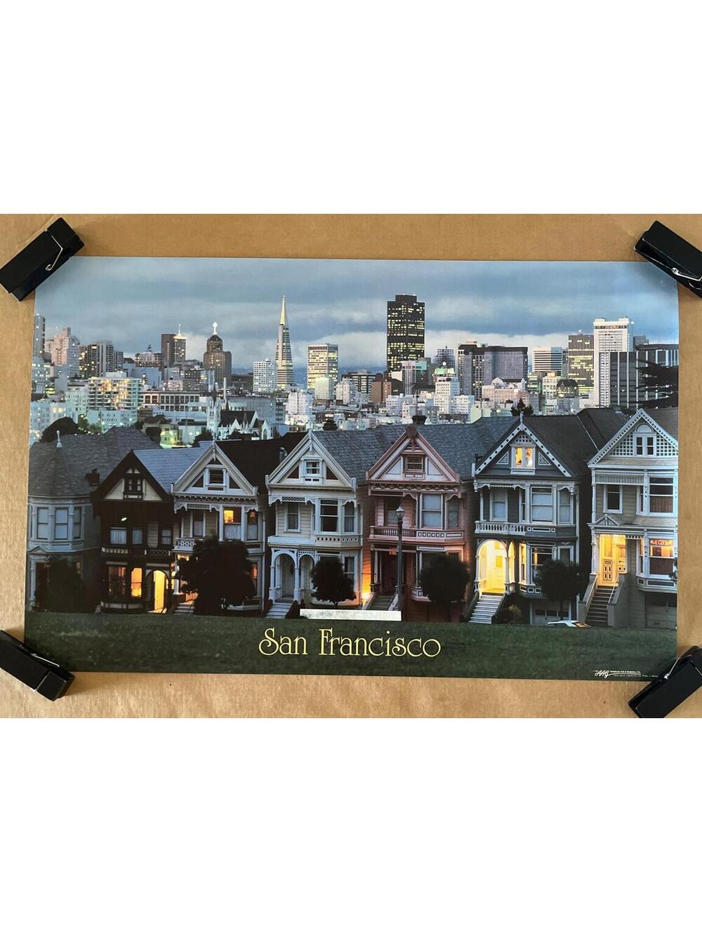 Vintage Original 1988 80s San Francisco Poster California Houses Cityscape